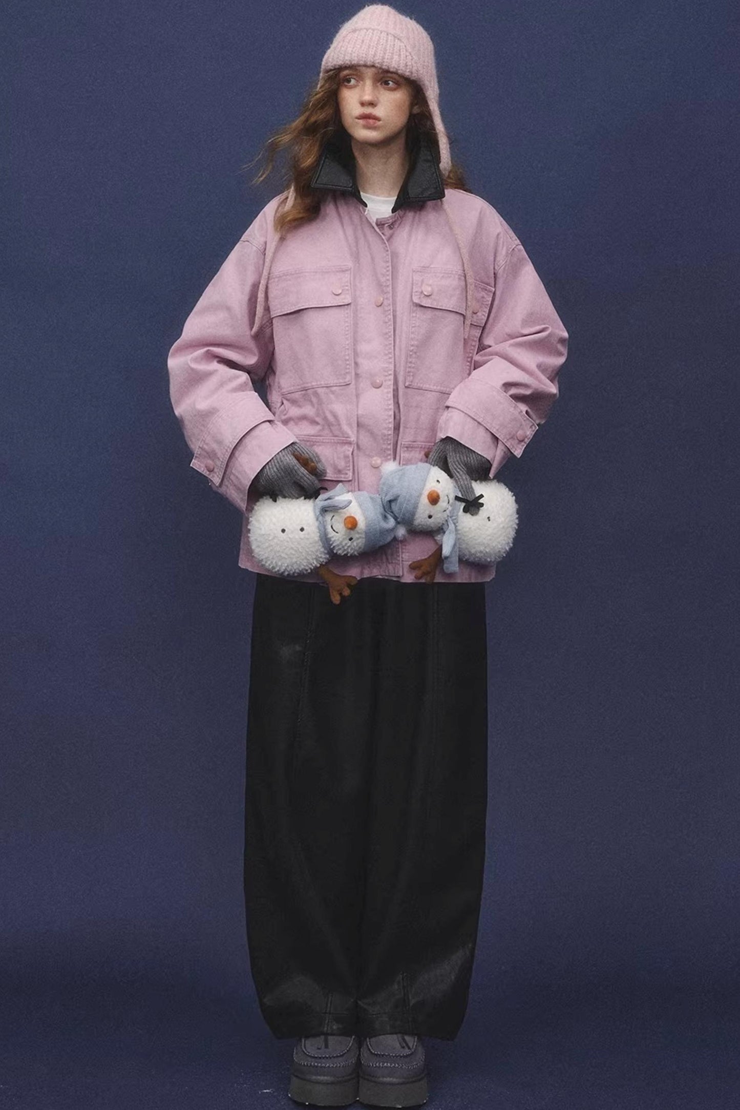 Elastic Waist Black Leather Pants