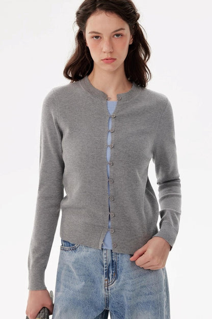 Fashionable Crew Neck Cardigan Sweater