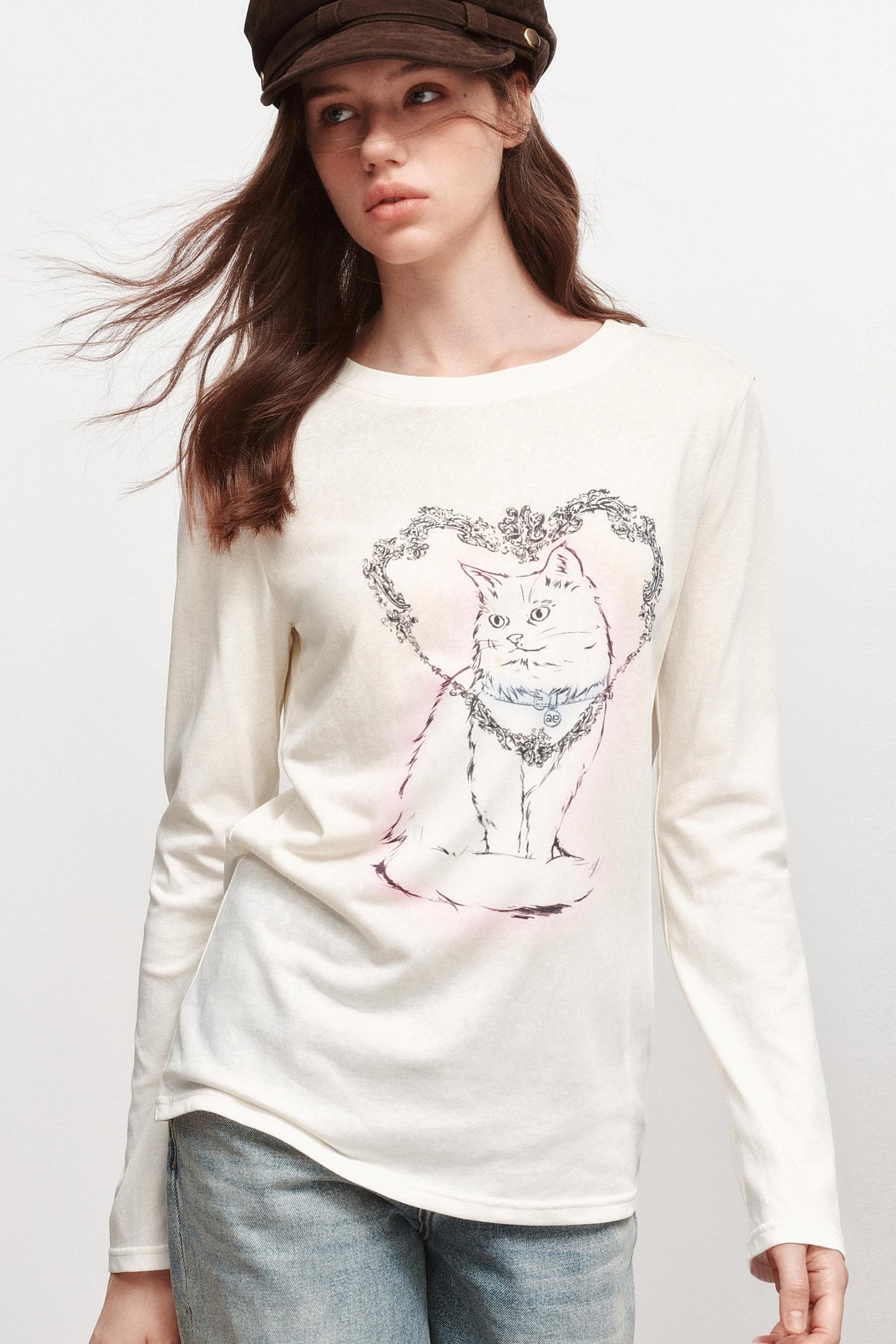 Love Cat Long-Sleeved T-Shirt