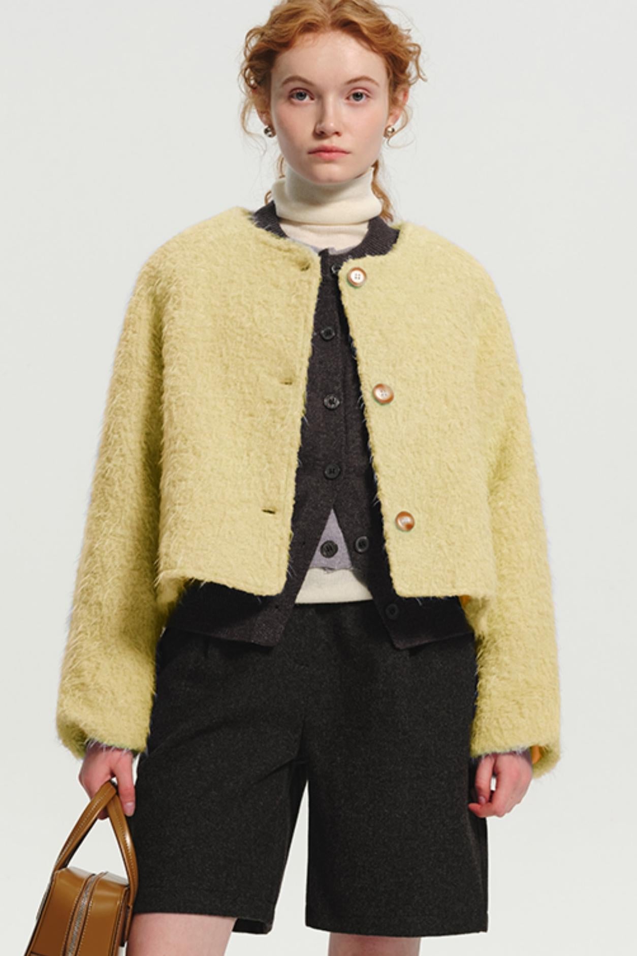 French Style Wool Tweed Crop Jacket