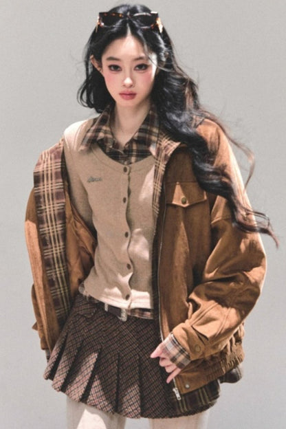 Hepburn Plaid Hooded Coat