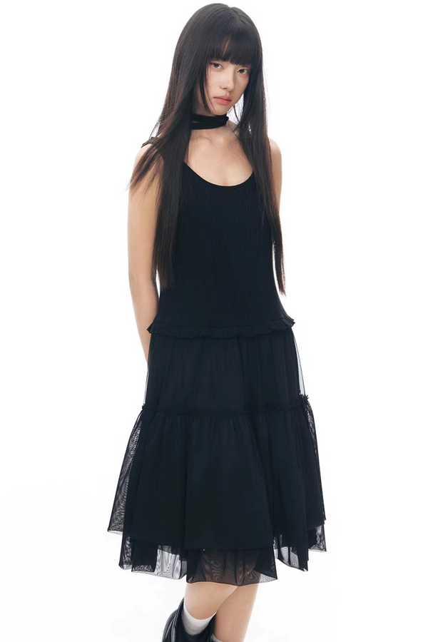 Knitted Patchwork Vest Dress