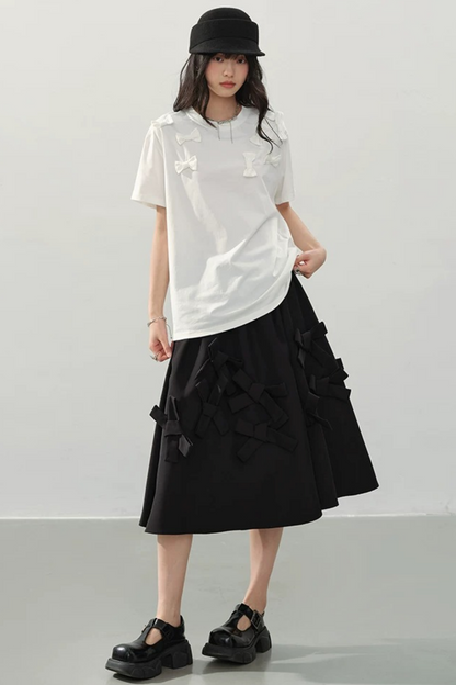 White Bow Top T-Shirt