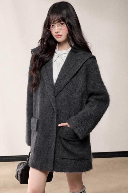 Elegant Woolen Shawl Coat