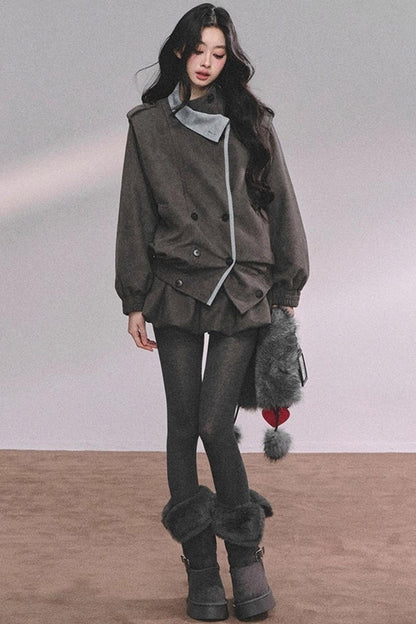 French Autumn Blazer Suit Set-Up