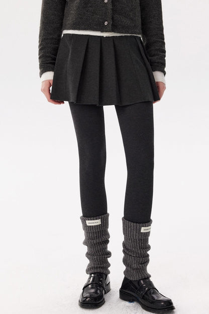 Gray Woolen Pleated Skirt