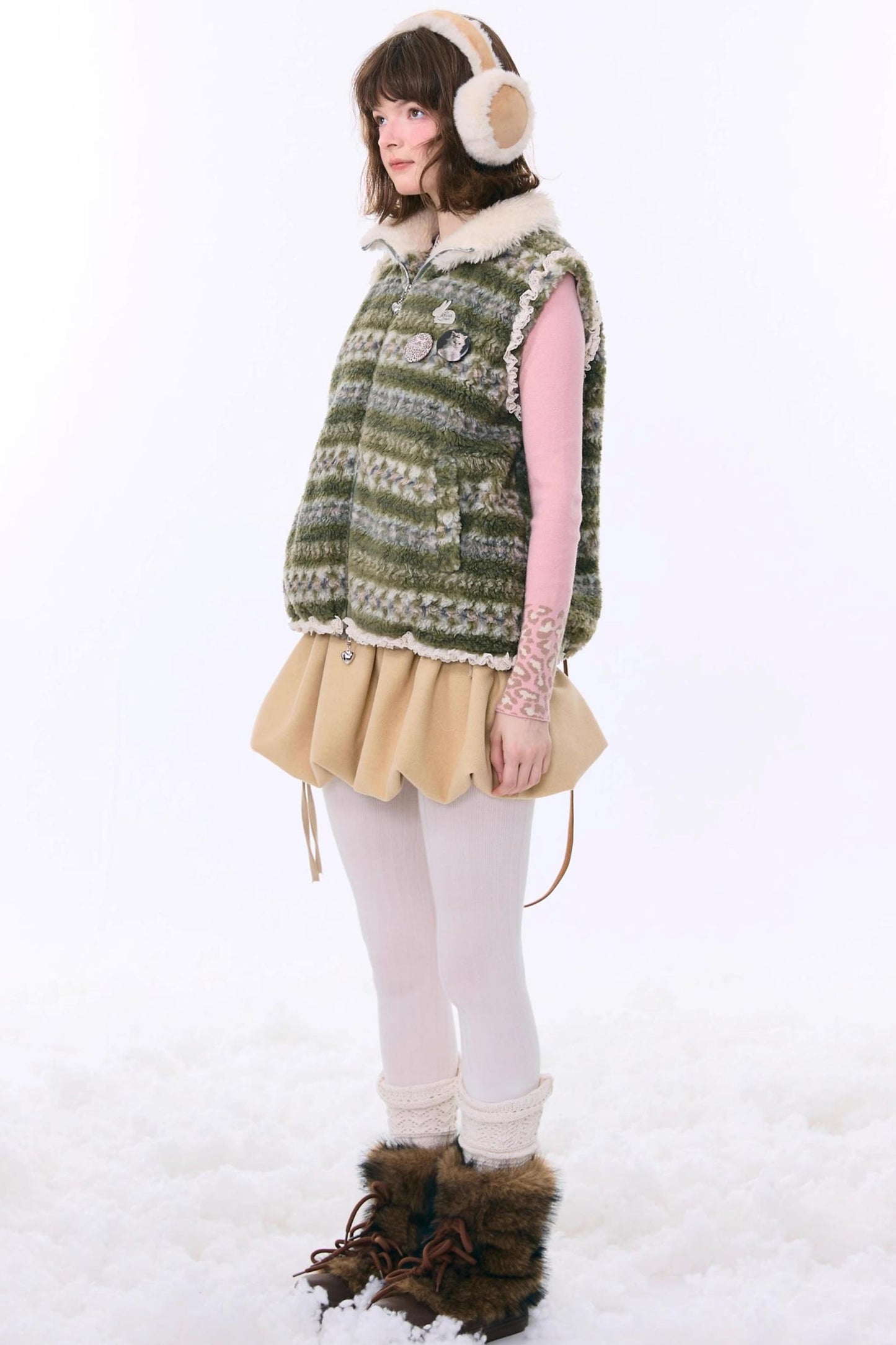 Retro Fair Isle Fleece Vest Jacket