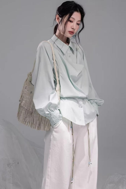 Optische Täuschung Drapiertkragen-Hemd