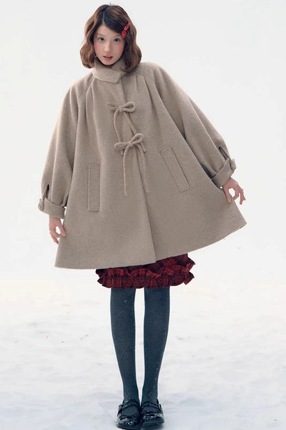 Retro Woolen Bow Coat