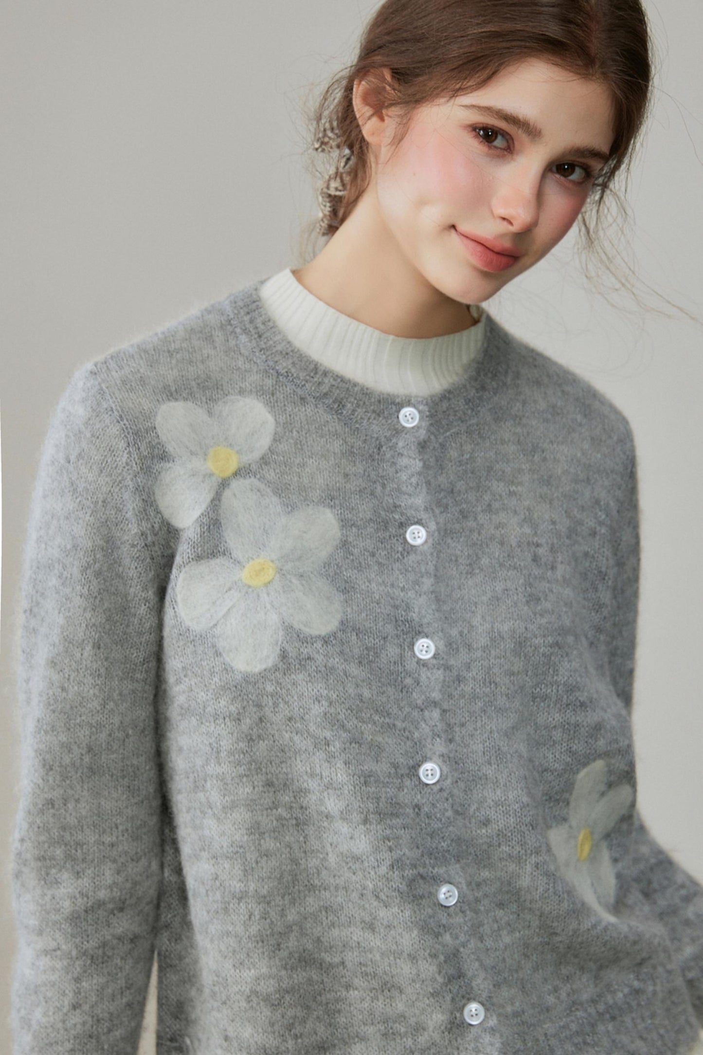 Winter Alpaca Crew Neck Sweater Cardigan