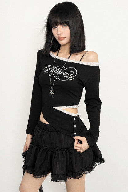 Lace Edge IRREGULAR T-SHIRT