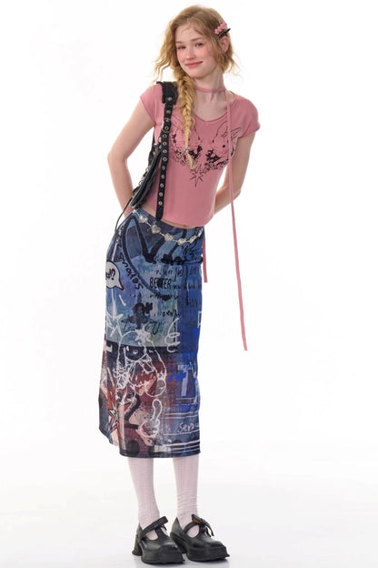 Vintage High-Waist Maxi Skirt