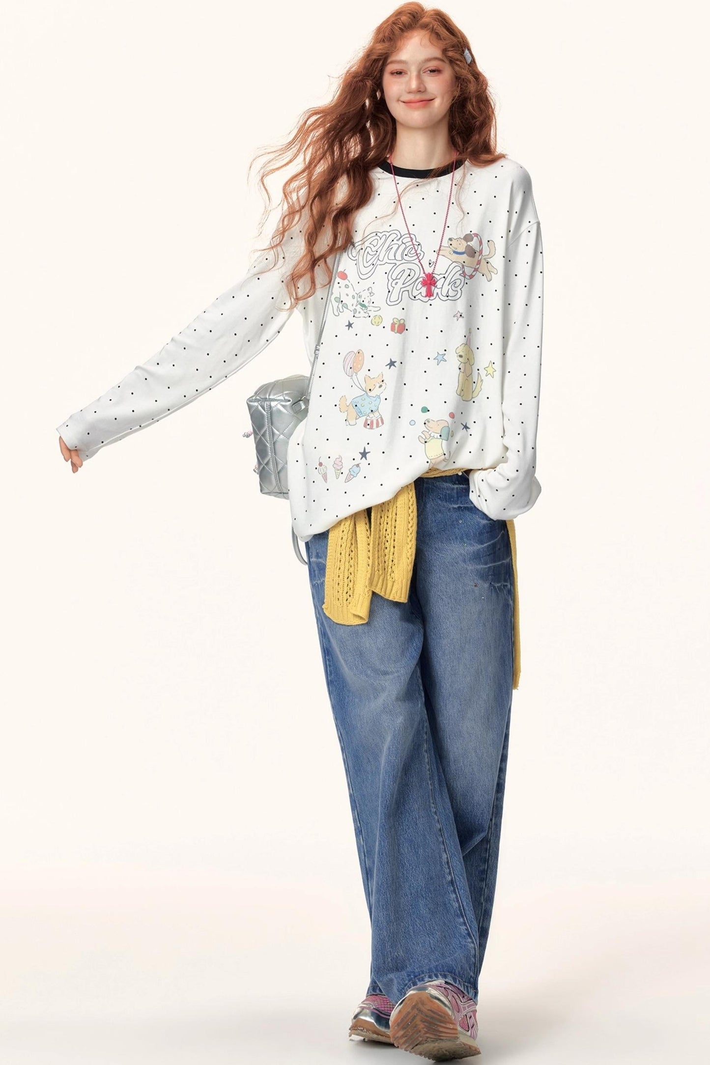 Japanese Polka Dot Long-Sleeve Top