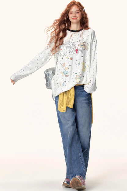 Japanese Polka Dot Long-Sleeve Top