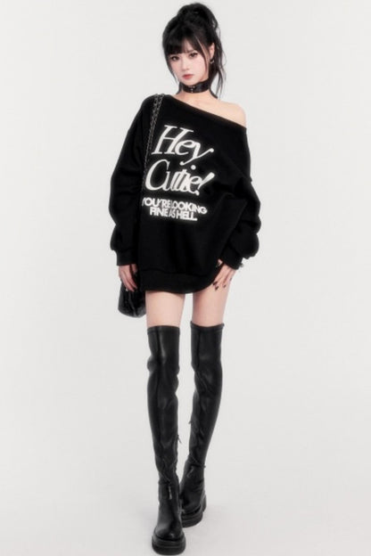 Loose Fleece Long-Sleeved Sweatshirt