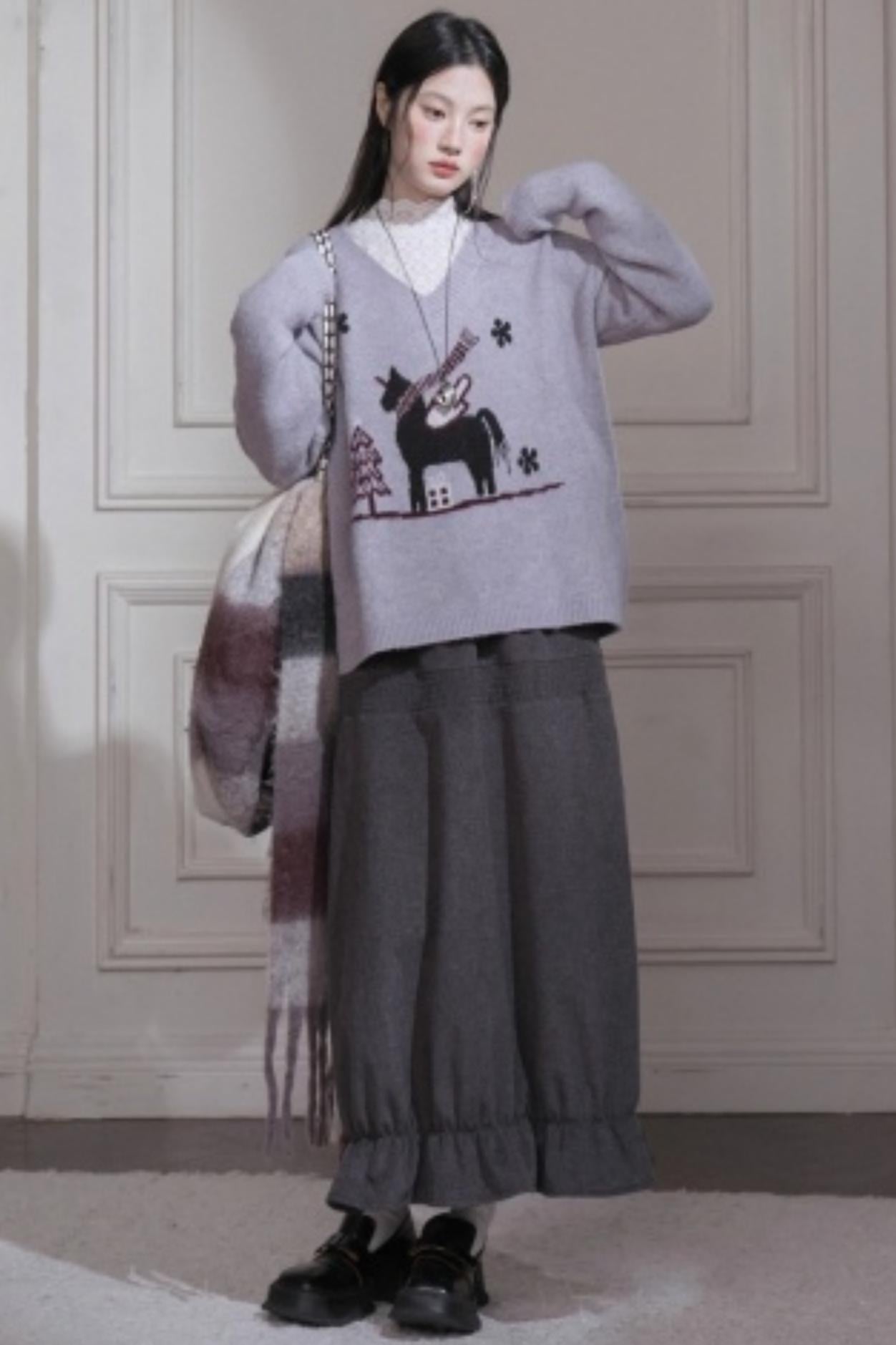 Night Mist Wool Skirt