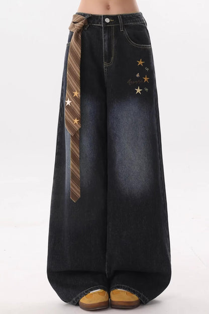 Retro Star Embroidery Jeans
