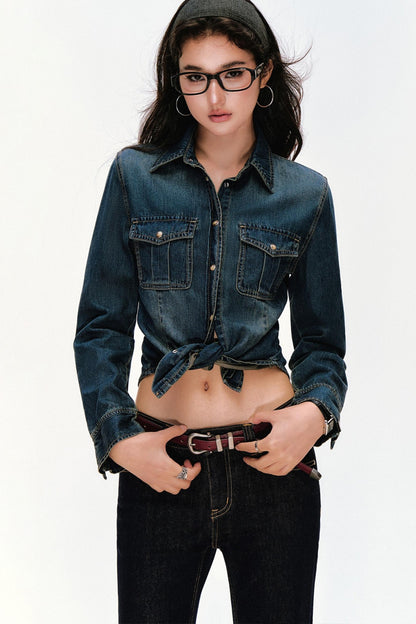 Waist-Cinching Denim Jacket