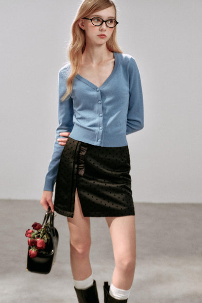 Wool Knit Cropped Sweater Top