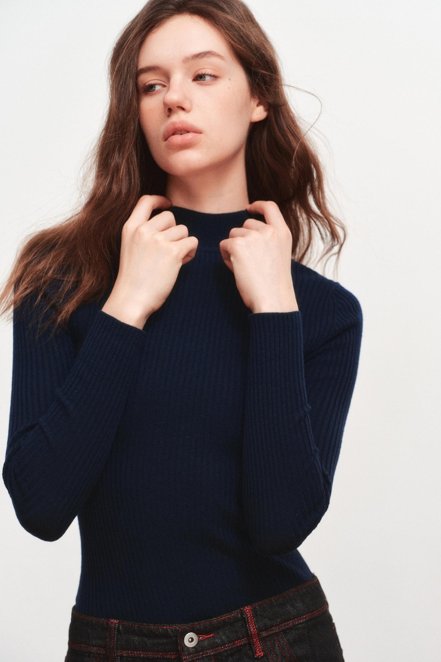 High Neck Knitted Sweater Top