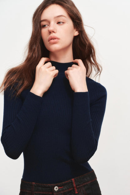 High Neck Knitted Sweater Top