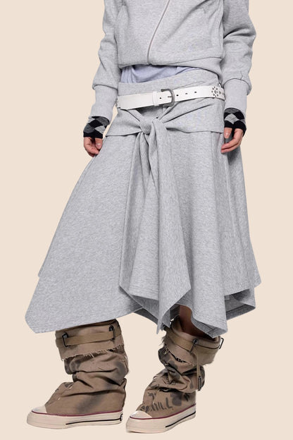 Diagonal Zipper Hooded Jacket Set-Up