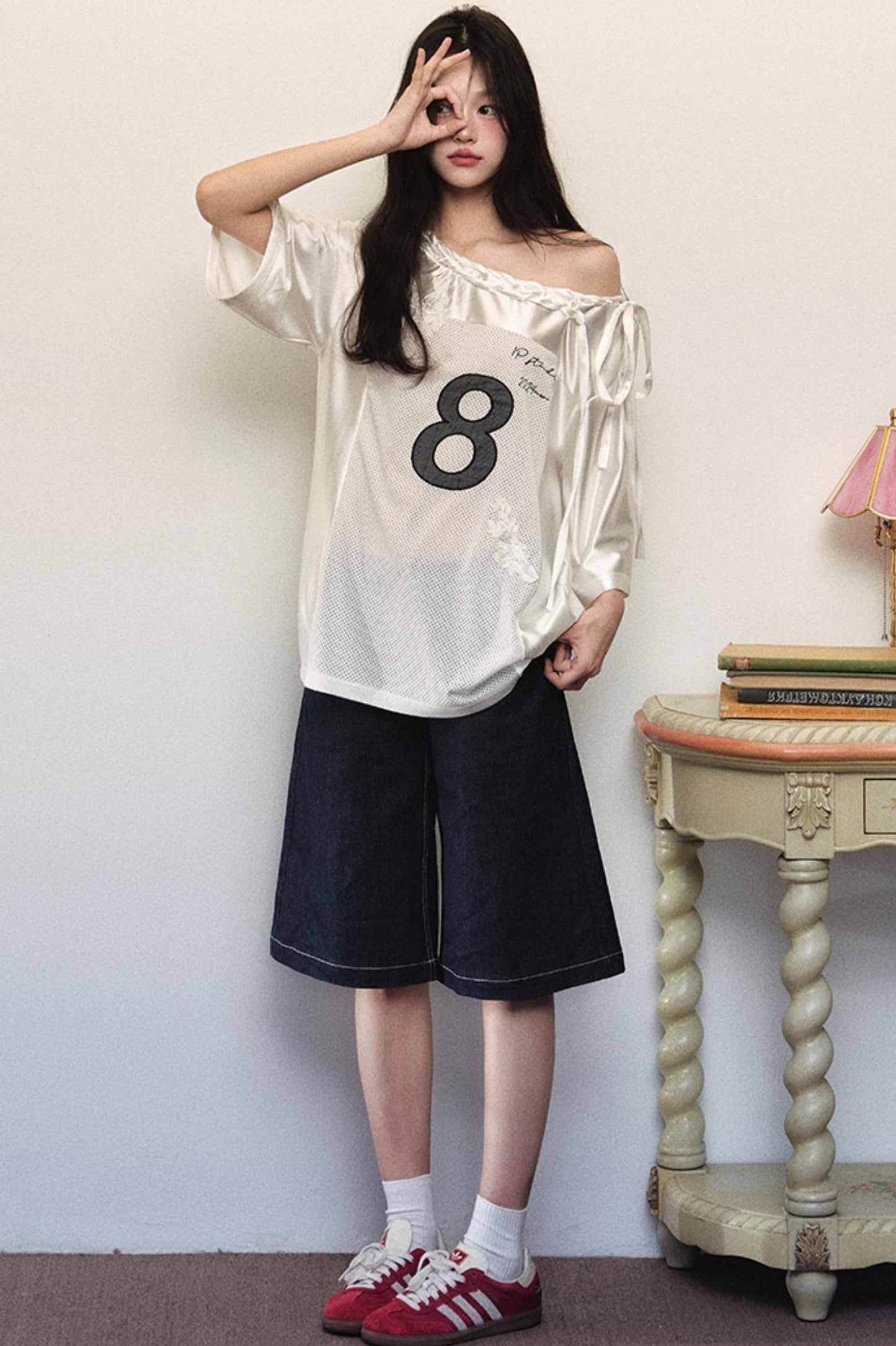 Block Core Mesh Slouch Top