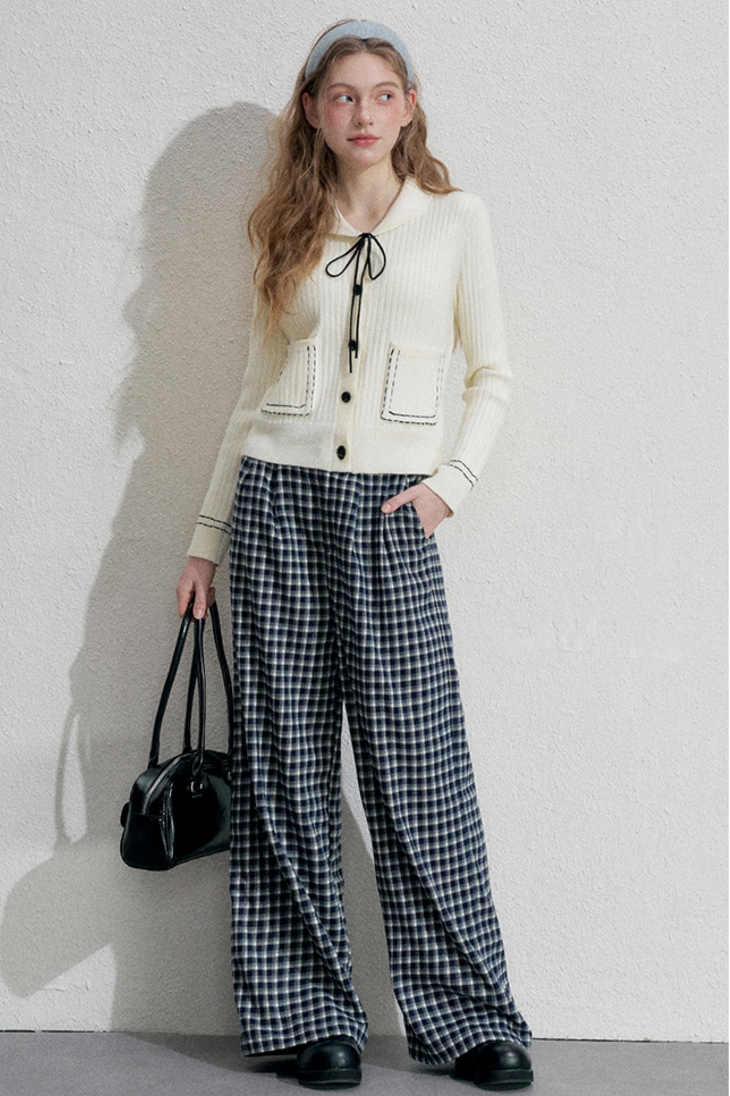 Blue Plaid Woolen Trousers