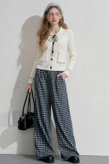 Blue Plaid Woolen Trousers