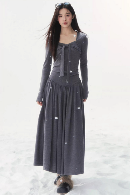 Gray Knitted Vintage Dress