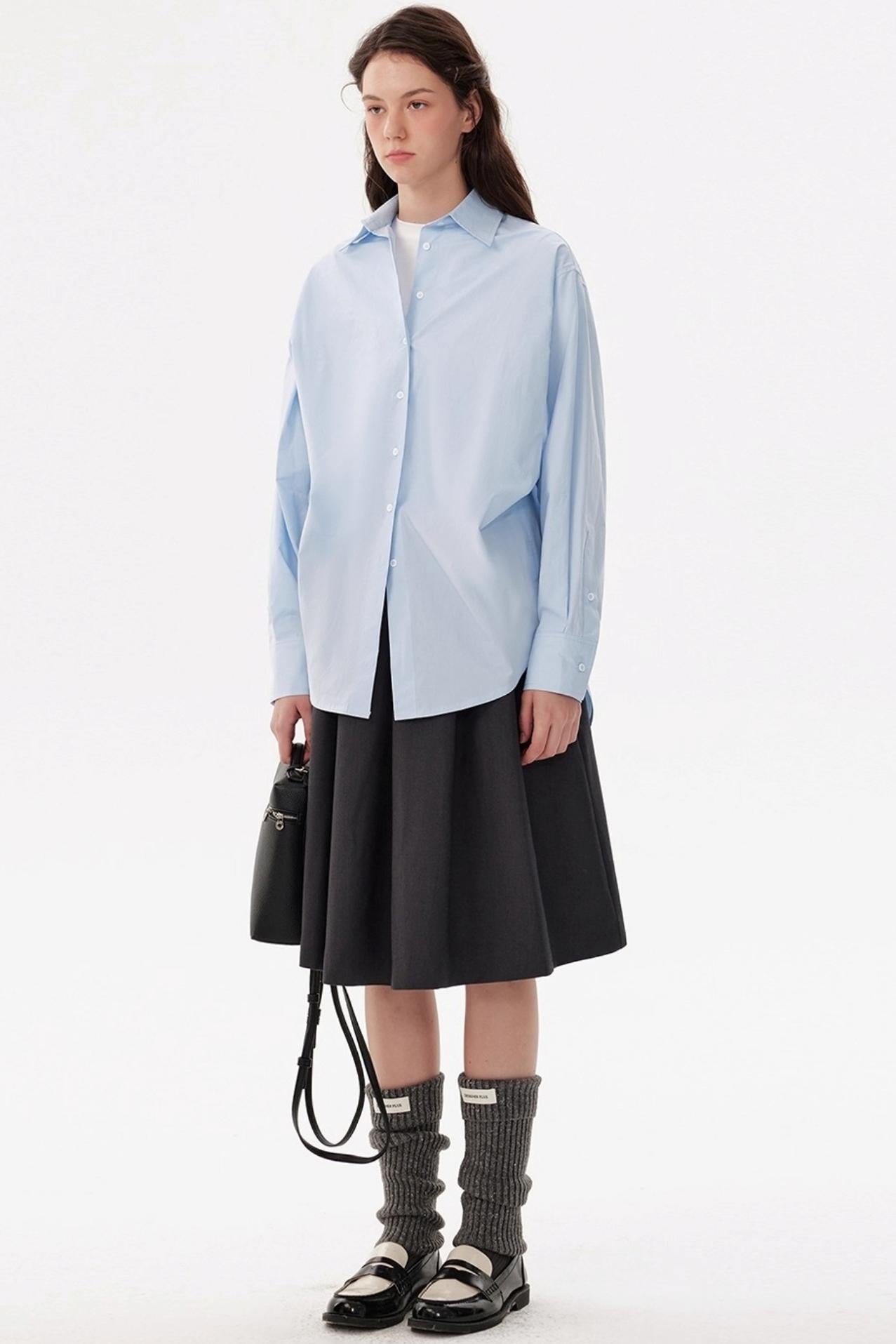 Blue Anti-Wrinkle Cotton Staple Shirt