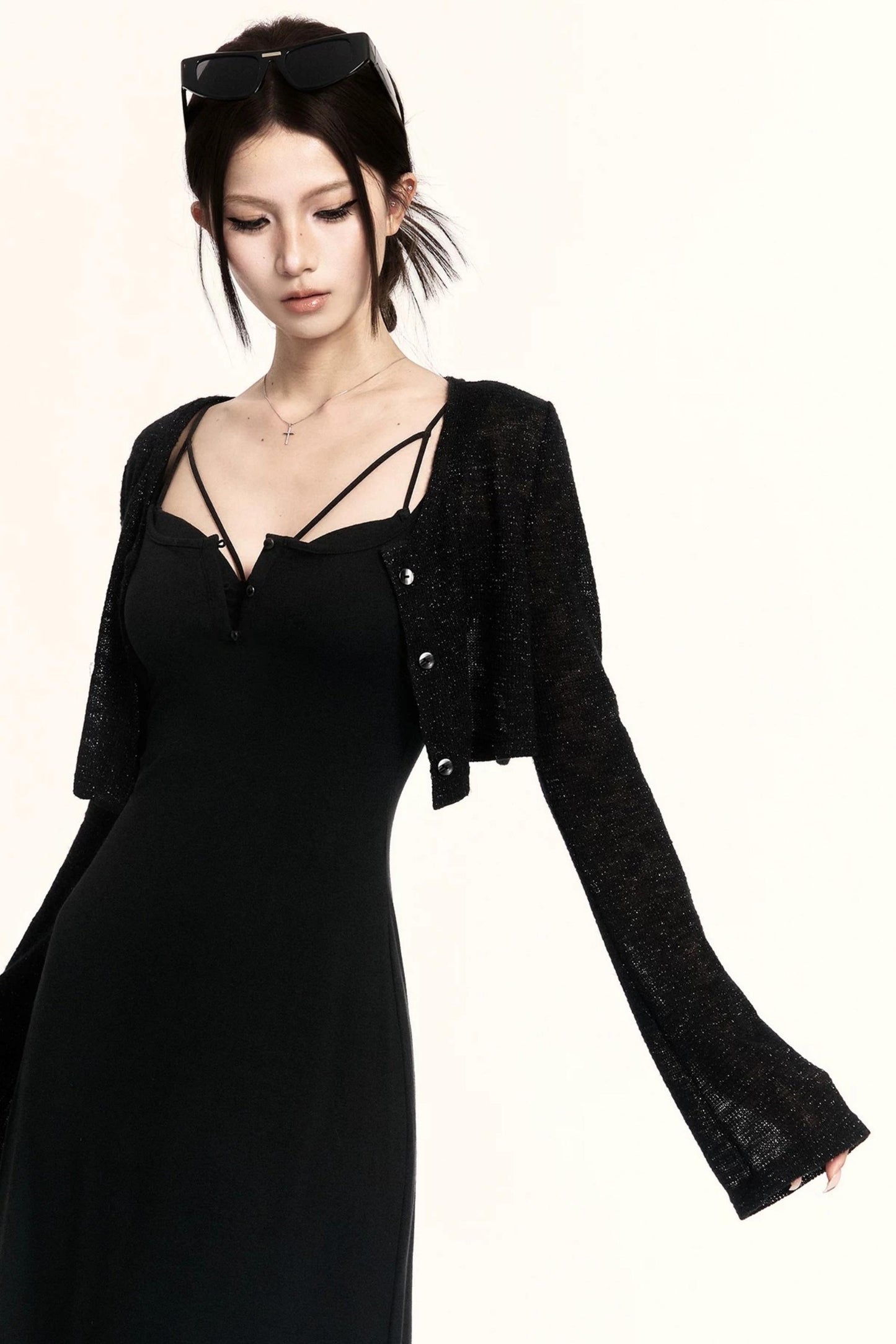 Black Loose Knit Sun Top