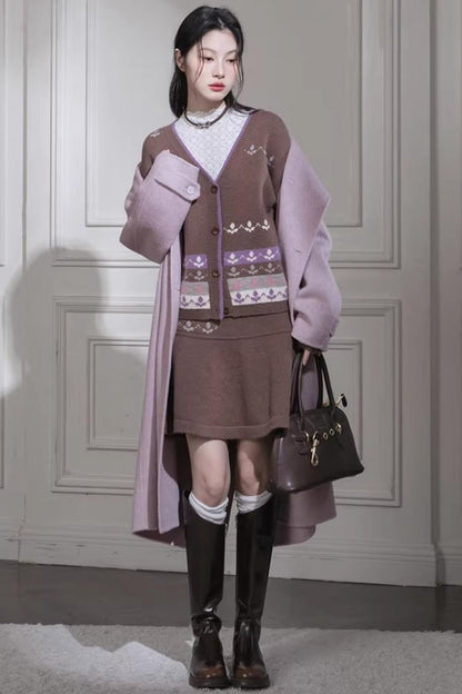 Winter Tulip Wool Cardigan Set