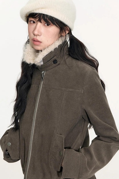 Vintage Fur Collar Jacket With Skirt Set-Up