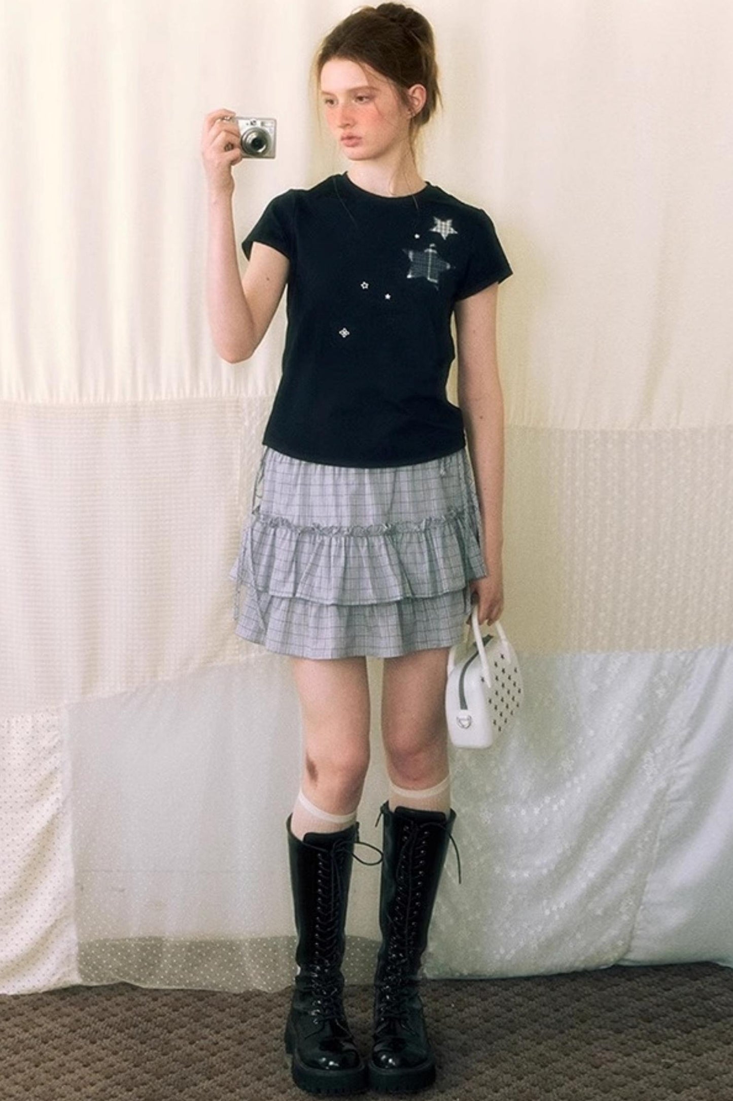 Star Patch Embroidered Short Sleeve Top