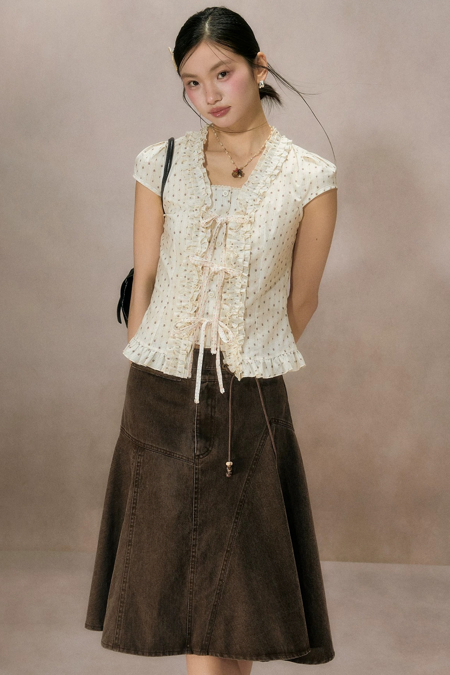 Irregular Denim A-Line Skirt