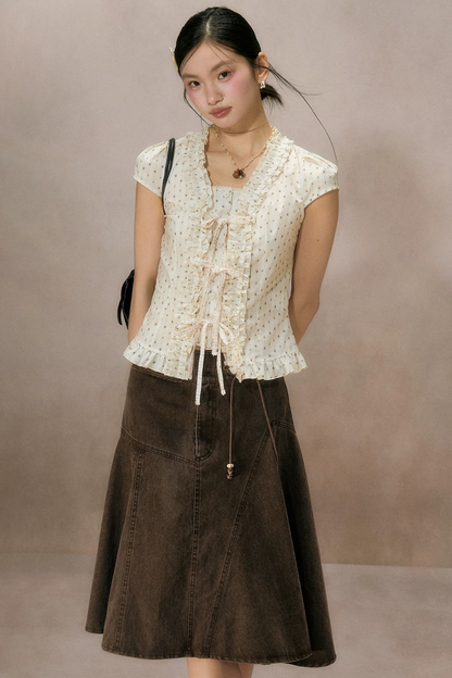 Irregular Denim A-Line Skirt