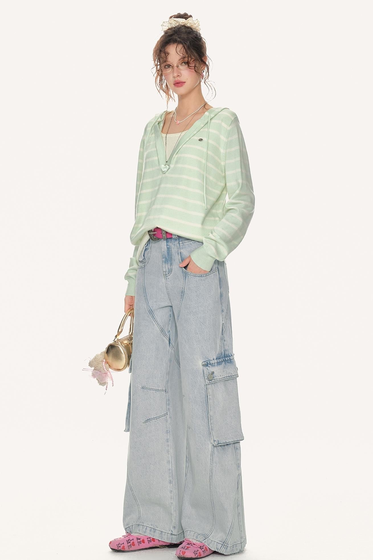 High-Waisted Denim Pants