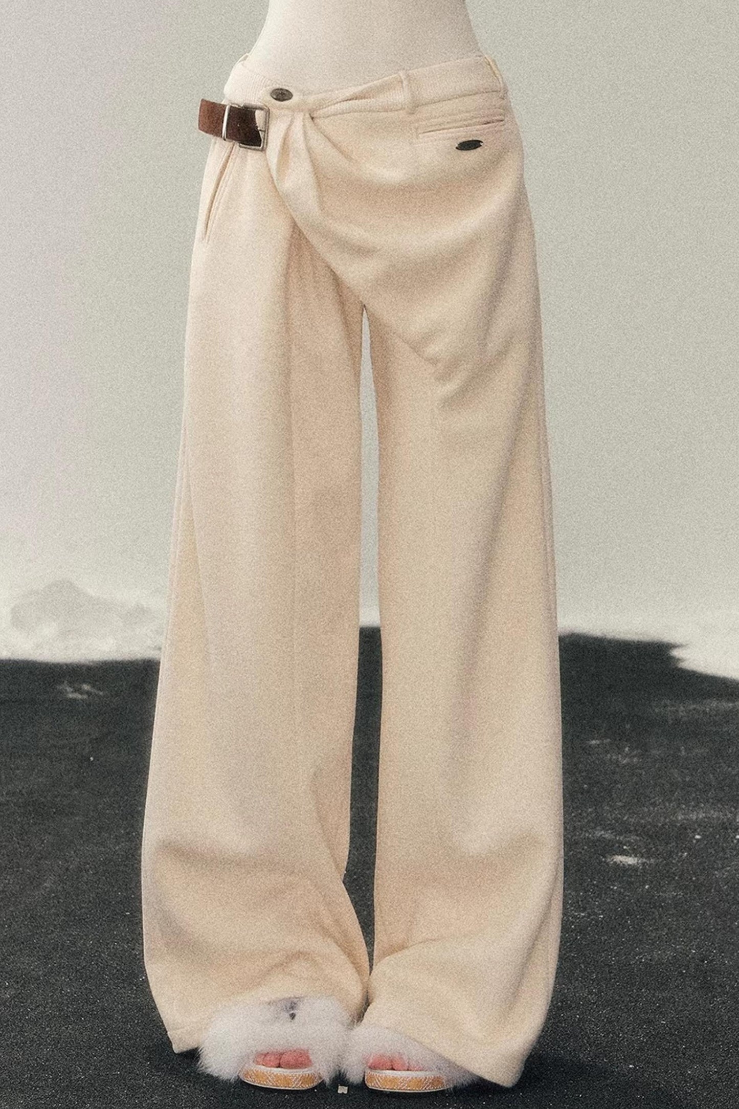 Fleece-Lined Wide-Leg Pants