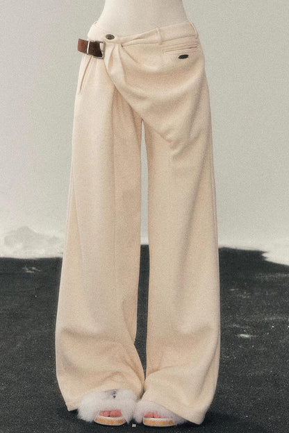 Fleece-Lined Wide-Leg Pants