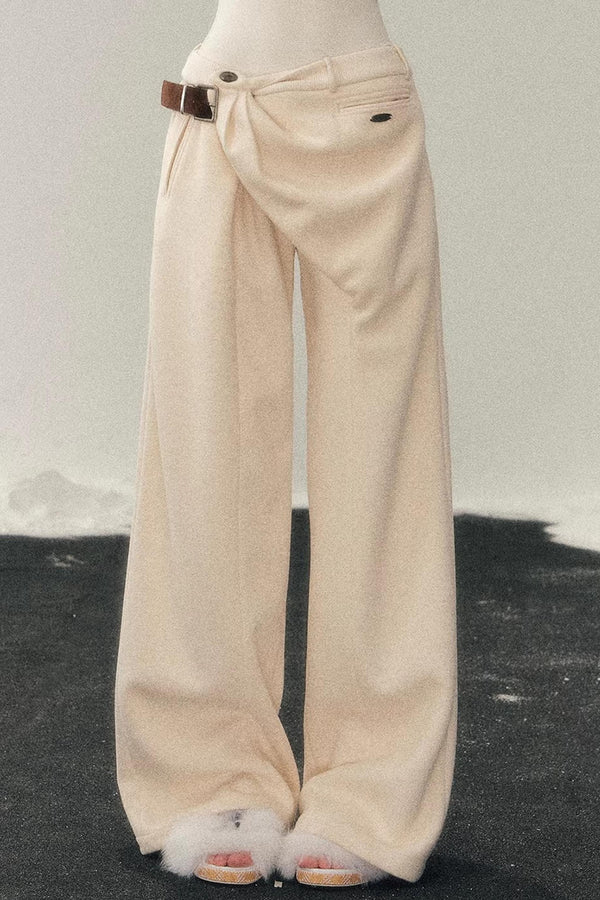 Fleece-Lined Wide-Leg Pants
