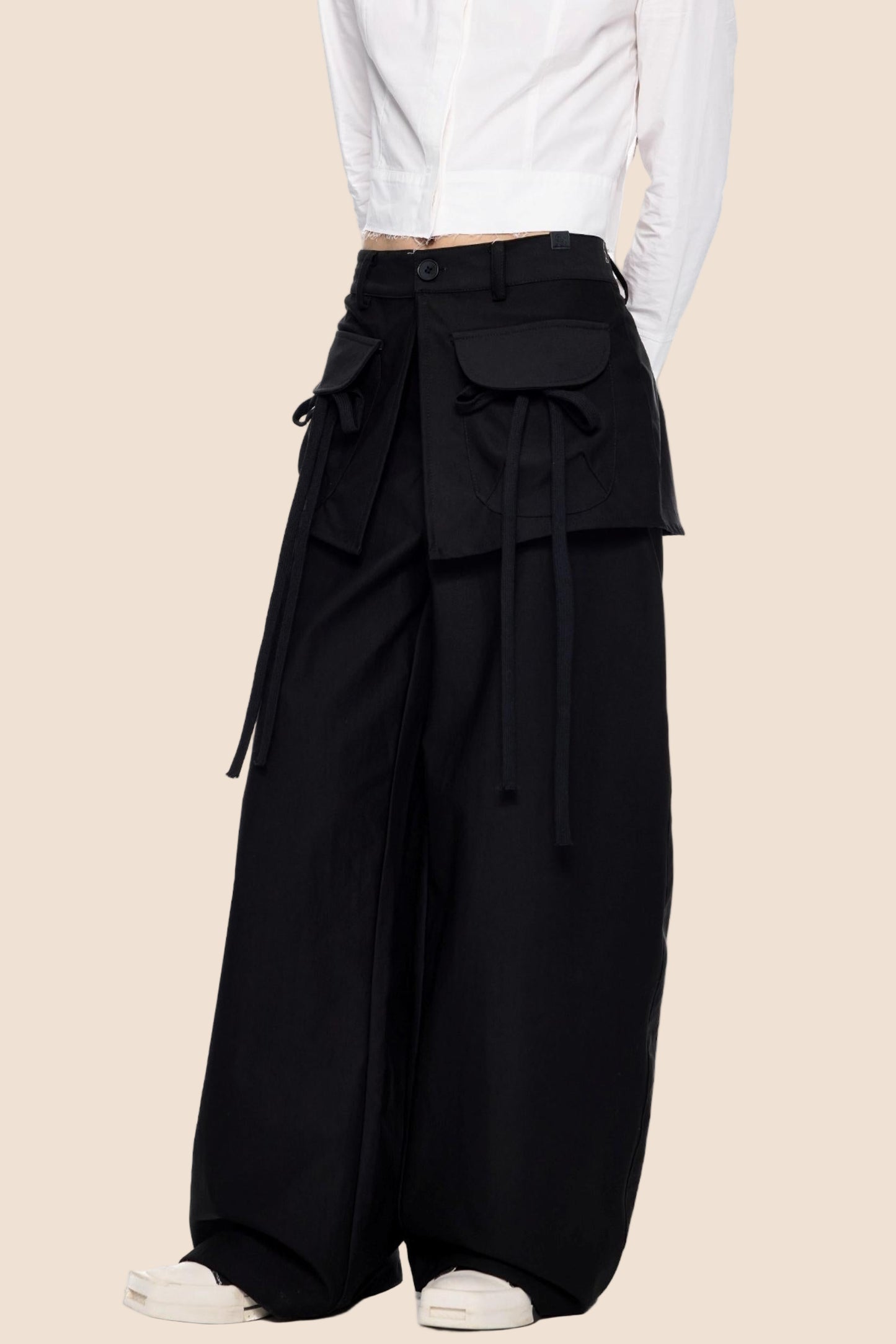 Patchwork Drapey Wide-Leg Pants