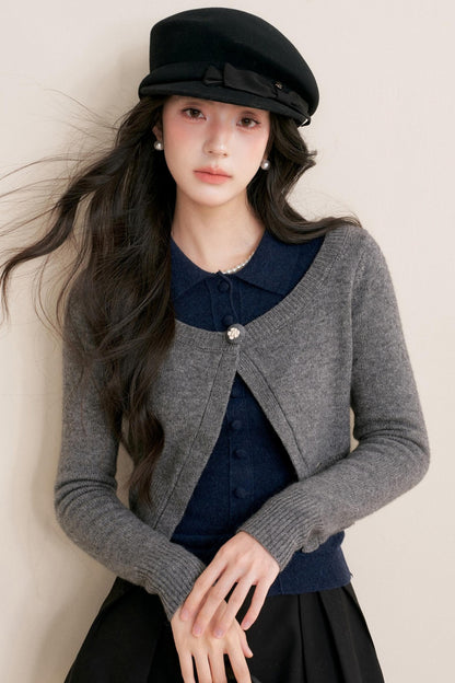 Cashmere Wool Crew Neck Knit Coat