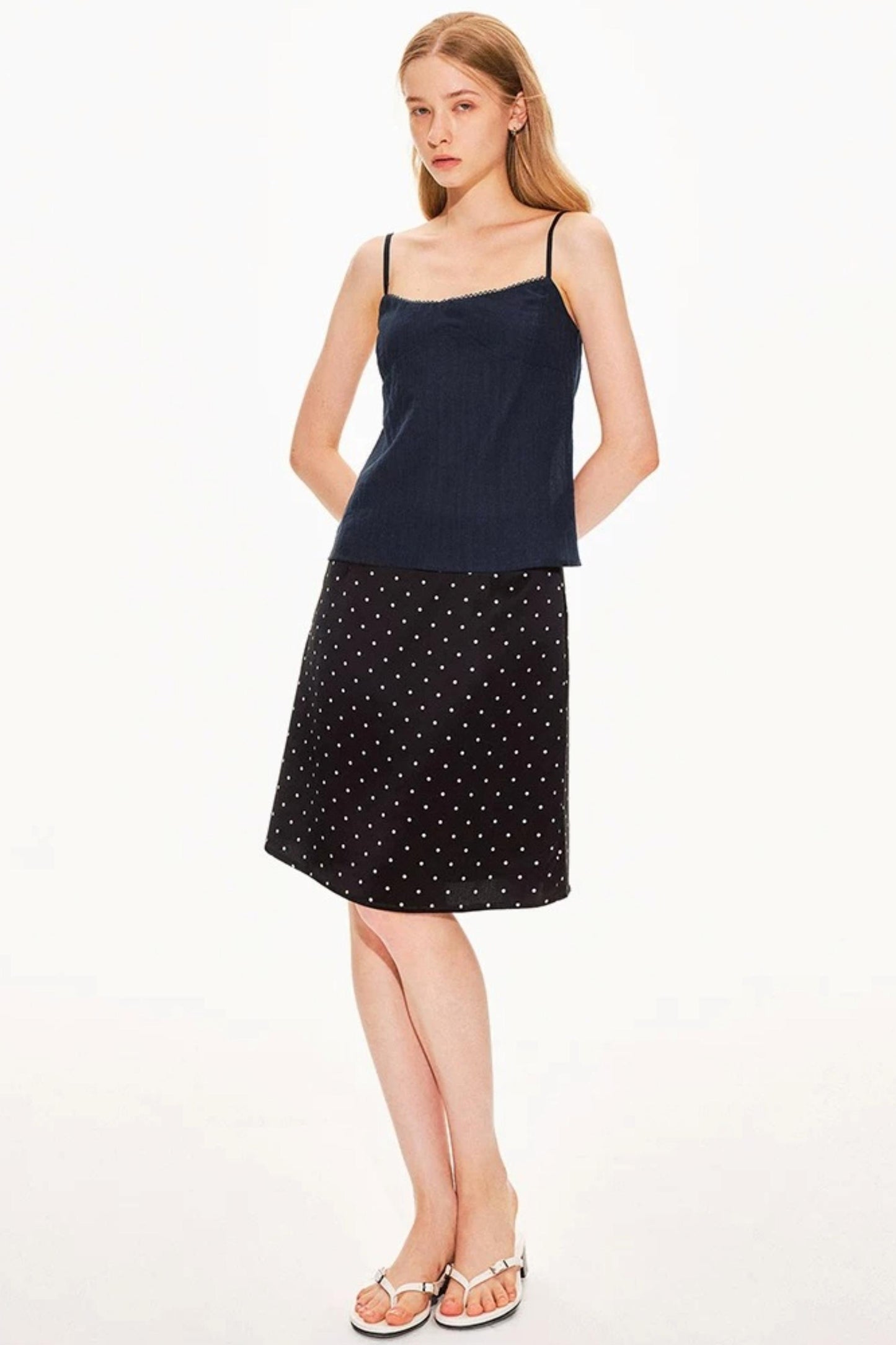 Acetat-Satinrock mit Polka-Dots