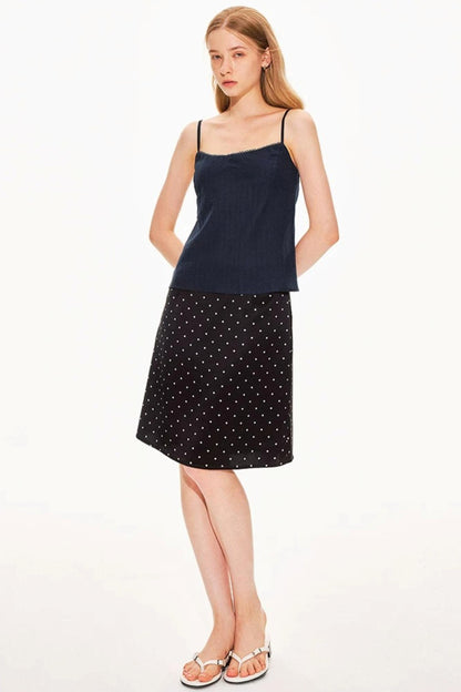 Acetat-Satinrock mit Polka-Dots