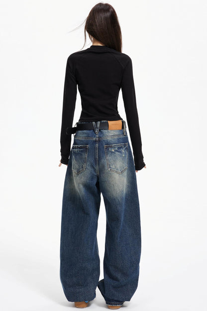 Puppy Print Raglan Slimming Knit Top