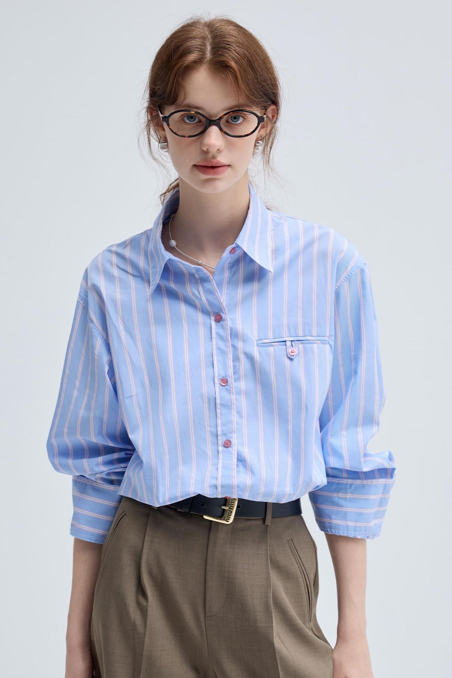 French Striped Casual Shirt