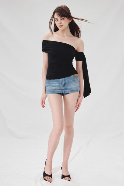 High-Waisted Denim A-Line Skirt
