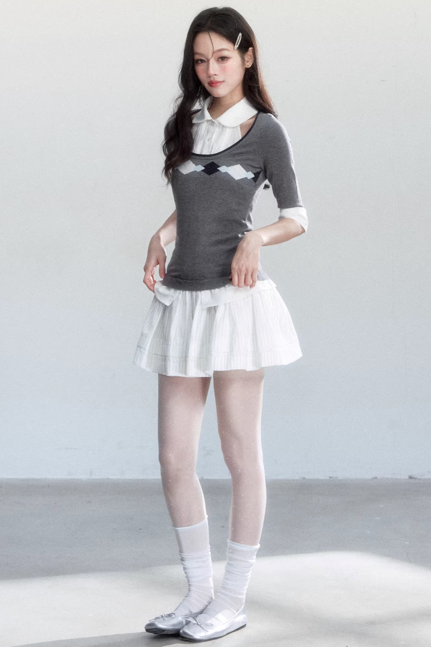 Retro Jacquard Knit Top Set-Up