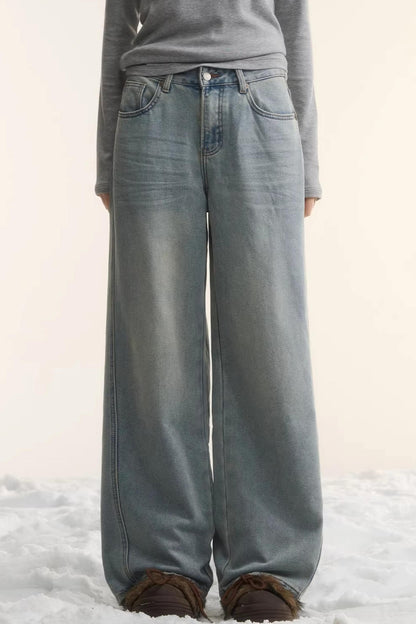 Washed Distressed Denim Pants